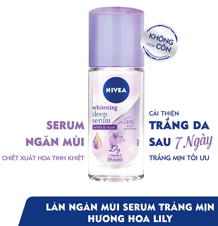 Lăn serum ngăn mùi NIVEA trắng mịn hương hoa Lily