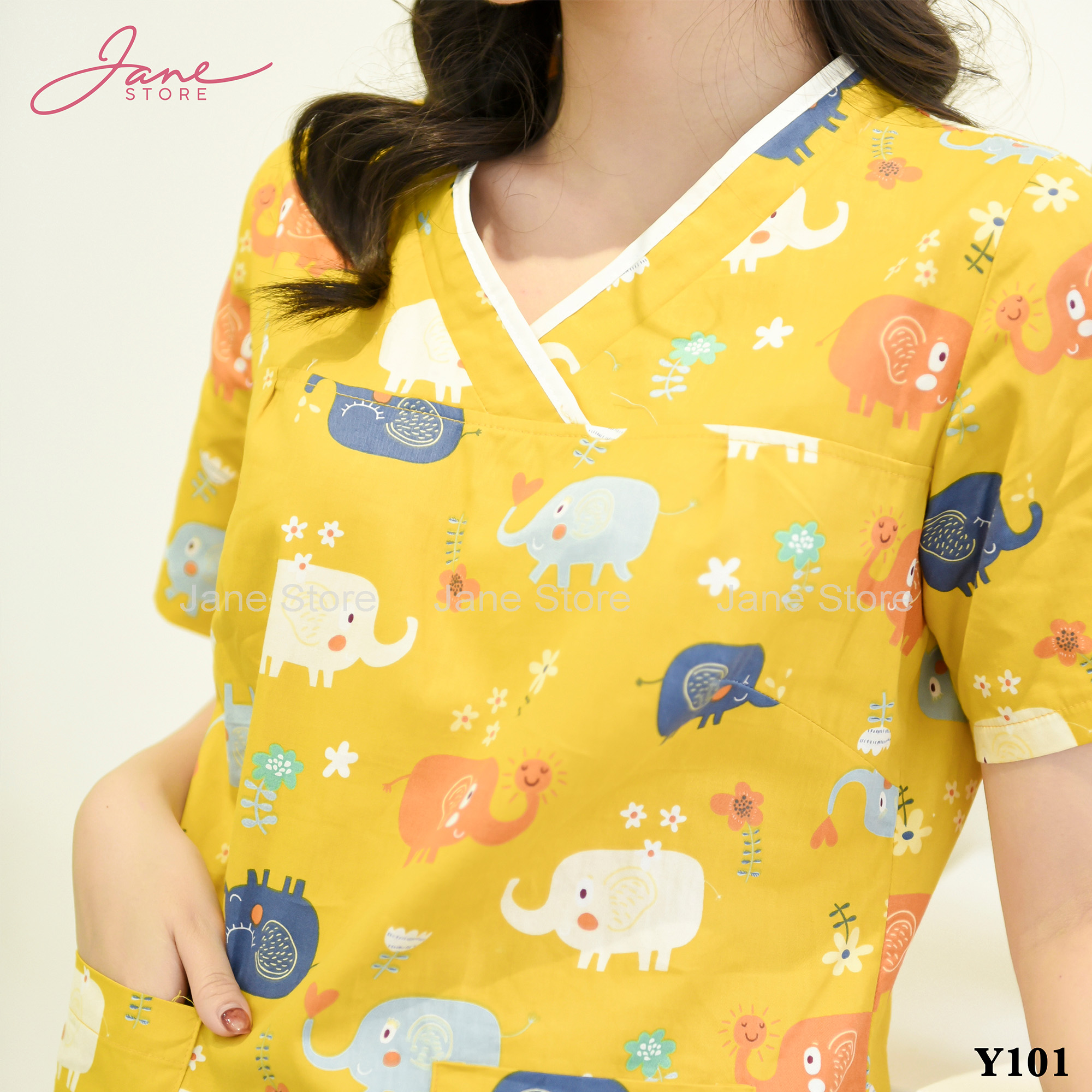Đồ bộ nữ Jane Yukata chất thô mềm áo cộc quần cộc mã Y10