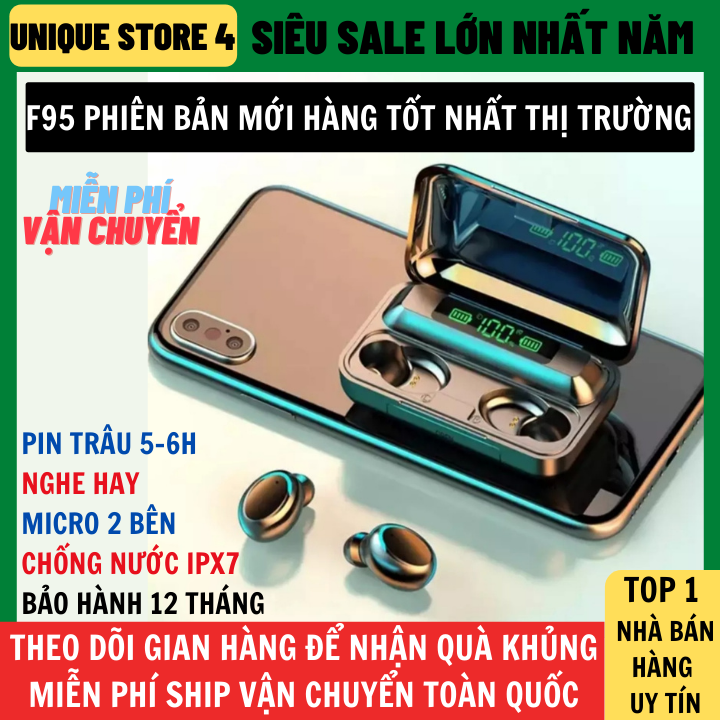 Tai Nghe Bluetooth F95 Nhét Tai Pin 3500 maH Micro HD, Chống Nước - Tai nghe bluetooth pin trâu - Tai nghe nhét tai không dây - Tai nghe không dây pin trâu - Tai nghe buetooth, Tai nghe bluetooth Mini