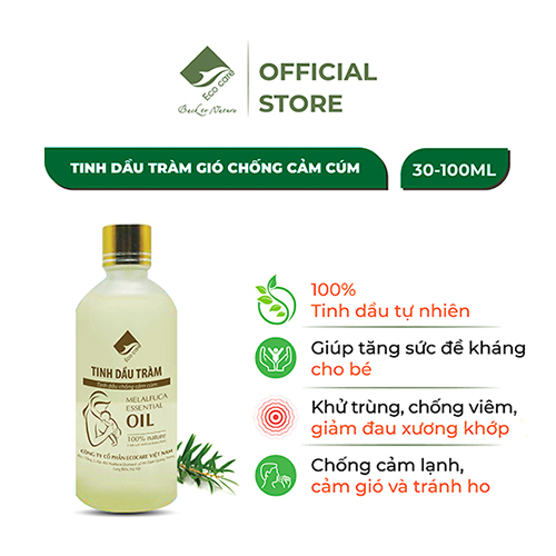 Tinh dầu tràm gió hữu cơ Ecocare chai 30ml-100ml