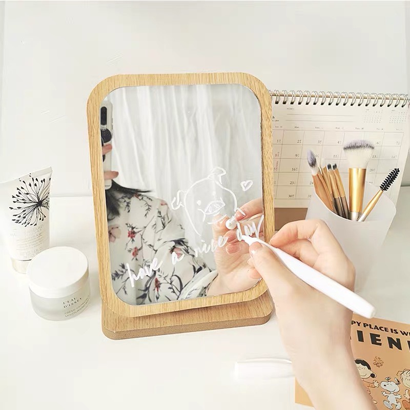 Gương gỗ để bàn trang điểm, chất liệu gỗ cao cấp, dùng để bàn trang trí góc học tập, làm việc Mimomarthn