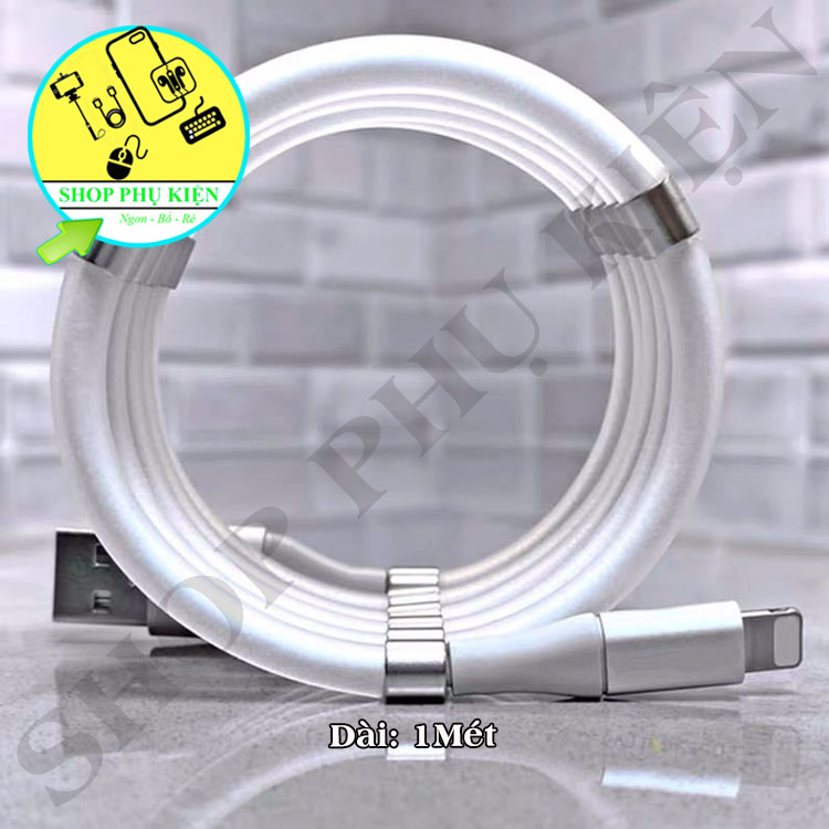 Dây Sạc Nam Châm Gấp Gọn, Dây Sạc Chống Rối, Cáp Sạc Nhanh đầu micro usb, type c, Lightning dành cho Android / iOS