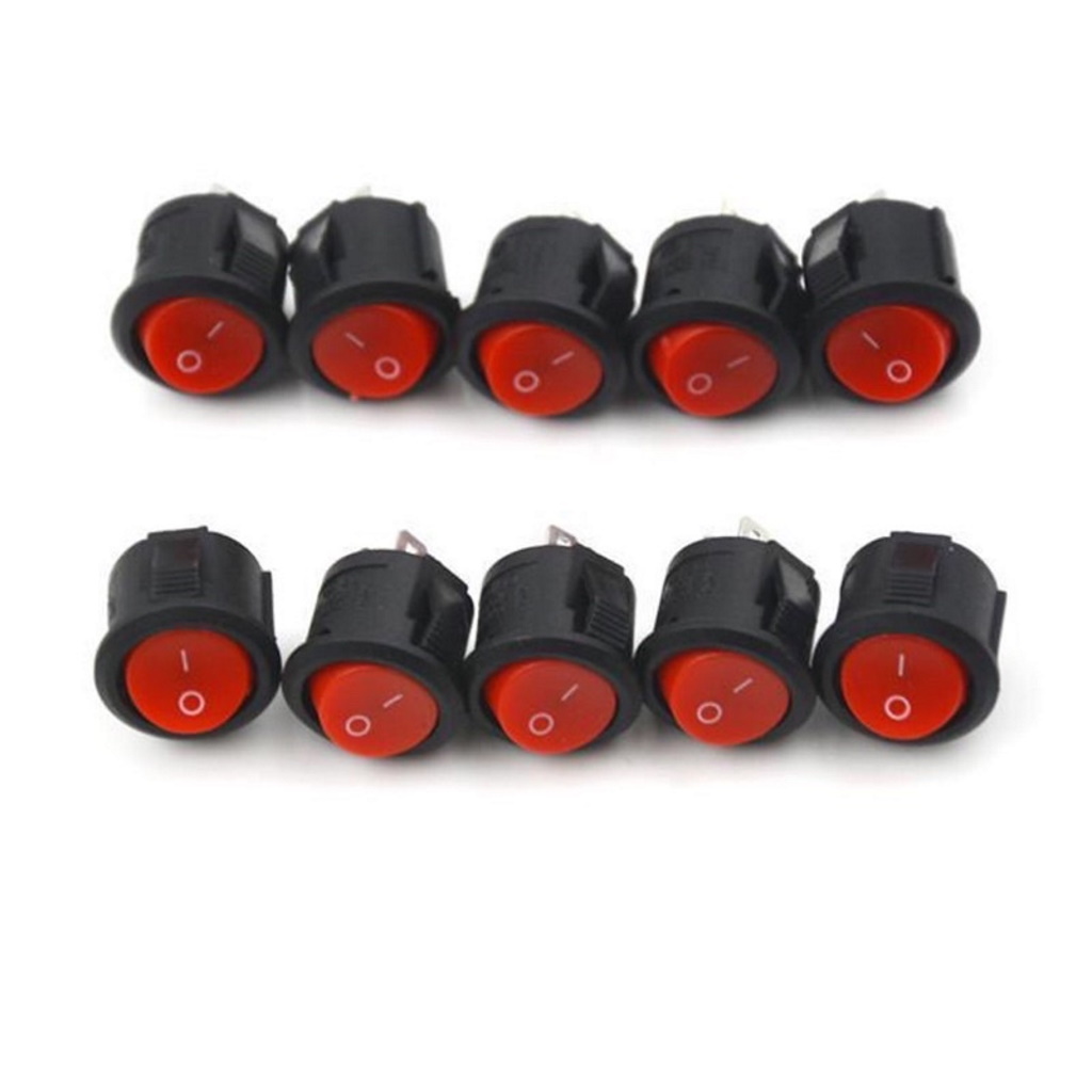 Bộ 5 công tắc bập bênh tròn 2 chân on-off kcd1 3a-5a 250v 16mm