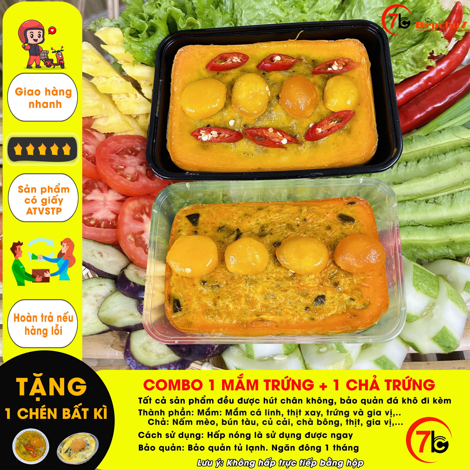 Bếp chú 7 - combo 1 hộp mắm chưng và 1 hộp chả chưng có trứng muối- đặc sản việt nam - hỏa tốc tphcm