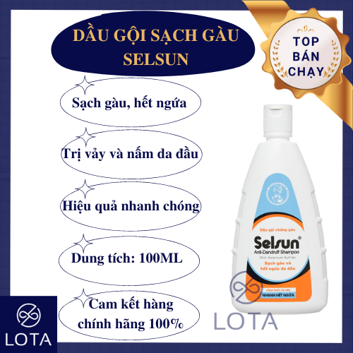 DẦU GỘI SELSUN HẾT NGỨA DA ĐẦU DO GÀU VÀ VẢY NẤM 100ML, dung dịch rửa sạch vệ sinh da đầu, hết ngứa sạch gàu và nấm cực nhanh, hàng chính hãng chống gàu hiệu quả, hương thơm dịu nhẹ, chứa 1% selenium sulfide
