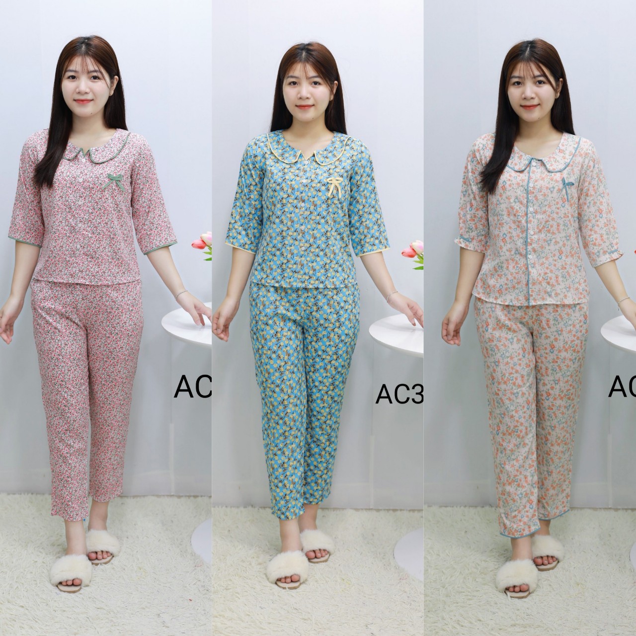 Quần áo nữ, đồ bộ nữ, đồ bộ mặc nhà, bộ quần áo nữ mặc nhà đẹp chất lụa thái