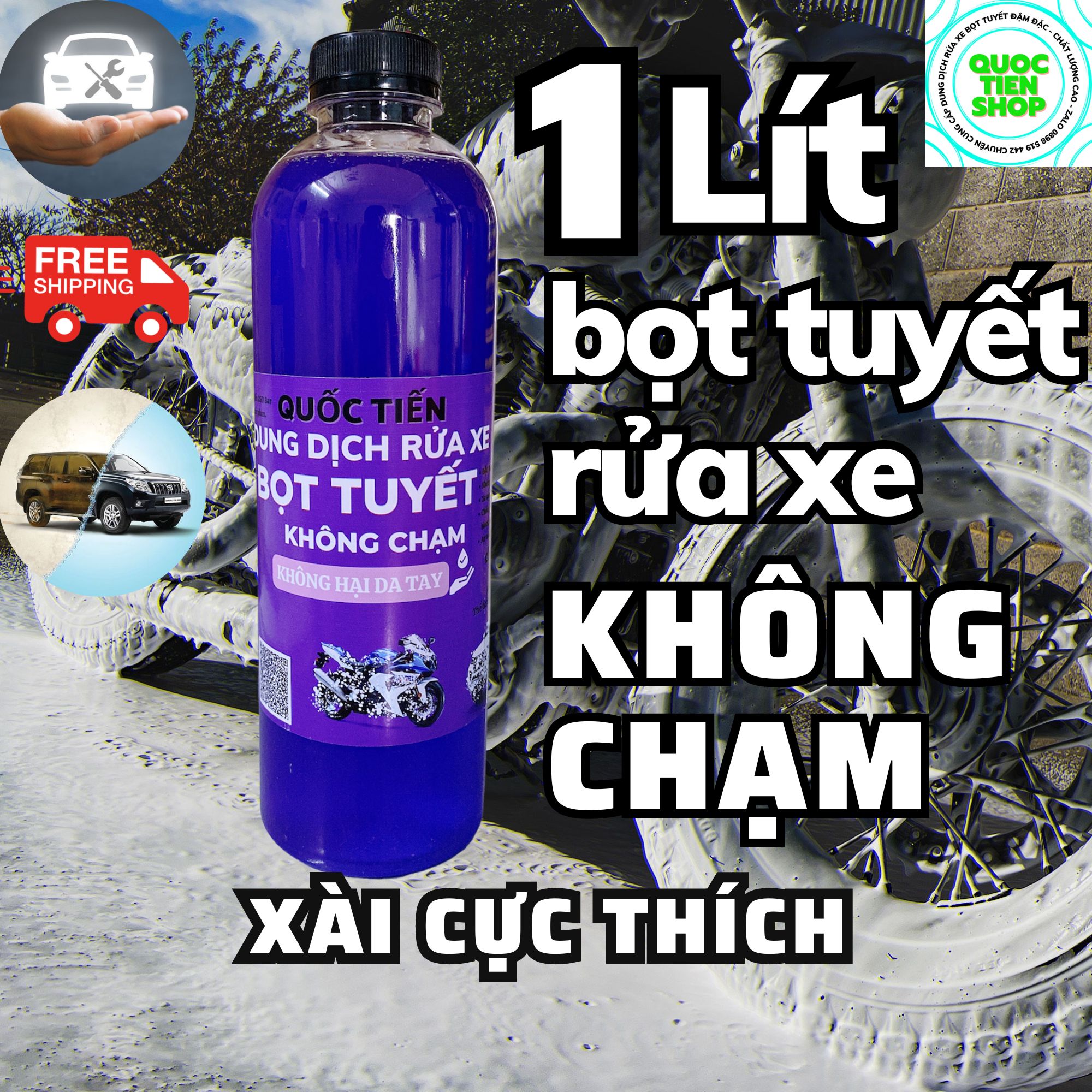 Dung Dịch Rửa Xe Bọt Tuyết KHÔNG CHẠM chuyên dùng cho rửa xe máy, rửa đầu lòng, rửa block máy, rửa sên xe