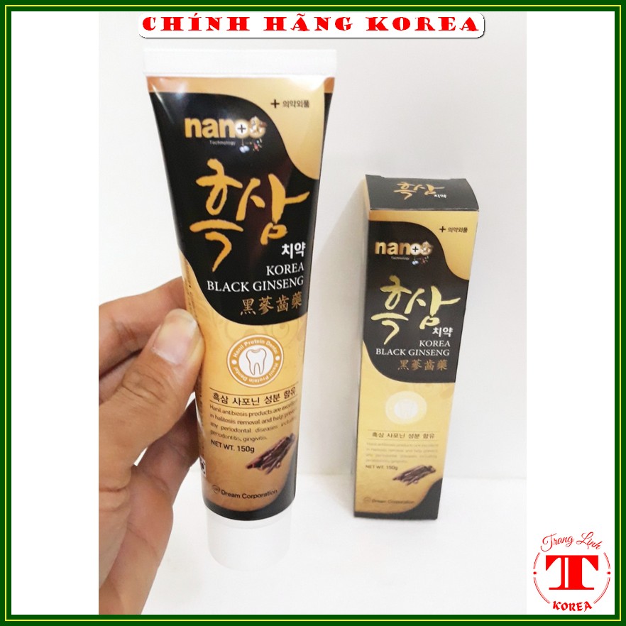 Kem đánh răng hắc sâm hàn quốc, tuýp 150gr - Kem đánh răng Nano giúp trắng răng, thơm miệng, chống sâu răng, tranglinhkorea
