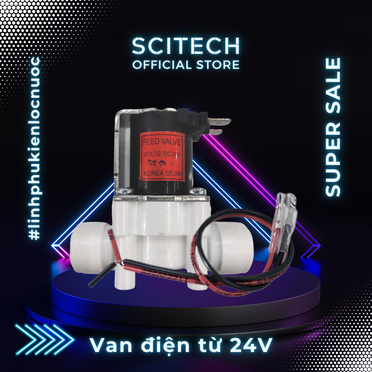 Van điện từ 36V nối nhanh kèm dây điện dùng trong máy lọc nước - Scitech Water