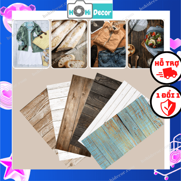 Tấm phông nền chụp ảnh sản phẩm vân gỗ, phông 3d, thảm chụp hình sản phẩm, background giấy đẹp - hohi decor