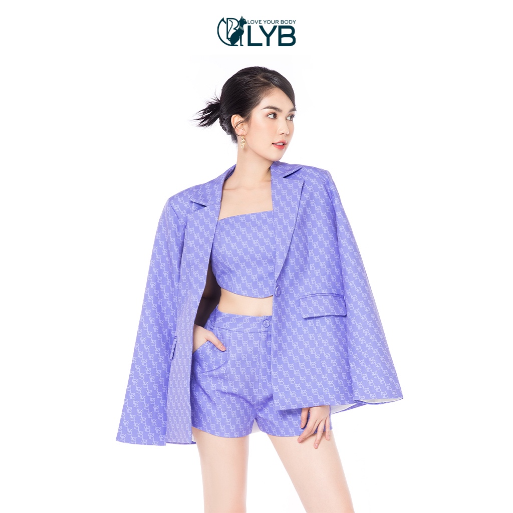 Set vest nữ lyb gồm áo blazer, áo bra và quần công sở nữ màu tím fw22-o00005