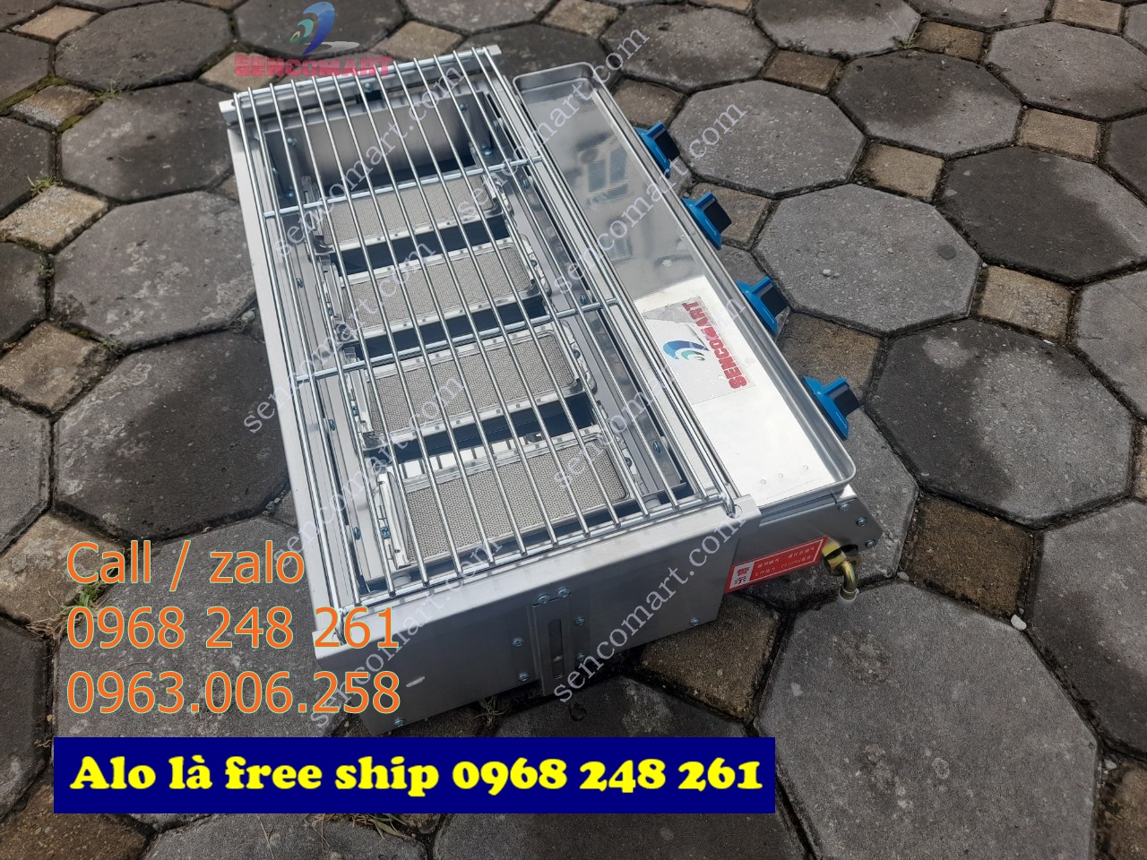 Bếp nướng gas hồng ngoại, hàng nhập khẩu cao cấp, inox 4 họng