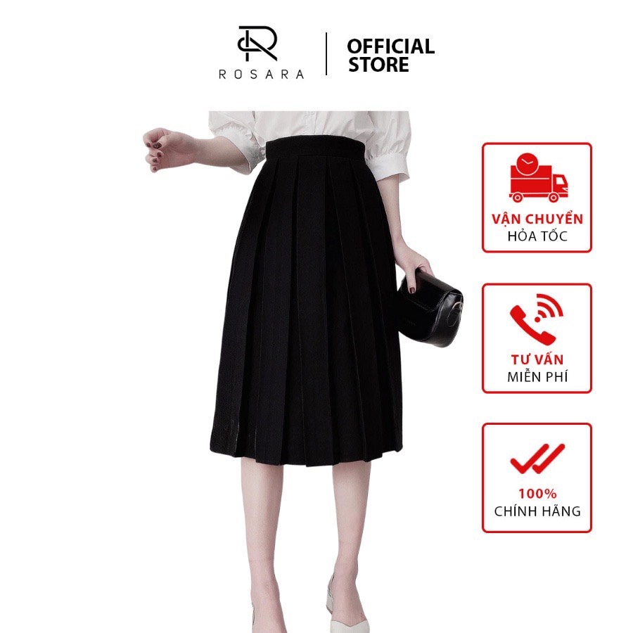 Chân váy dáng xòe tiểu thư dáng dài thời trang ROSARA GG03