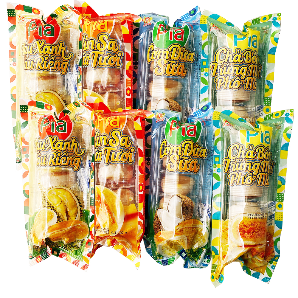 [ HOTDEAL 11.11 - BÁNH QUÁ NGON ]  Combo 8 bịch (Mỗi bịch 5 cái) Bánh pía mini chà bông phô mai, đậu xanh sầu riêng, cơm dừa sữa, kim sa sữa tươi Mỹ Ngọc (Date mới 60 ngày) - Có lựa chọn 4 cây mua lẻ.