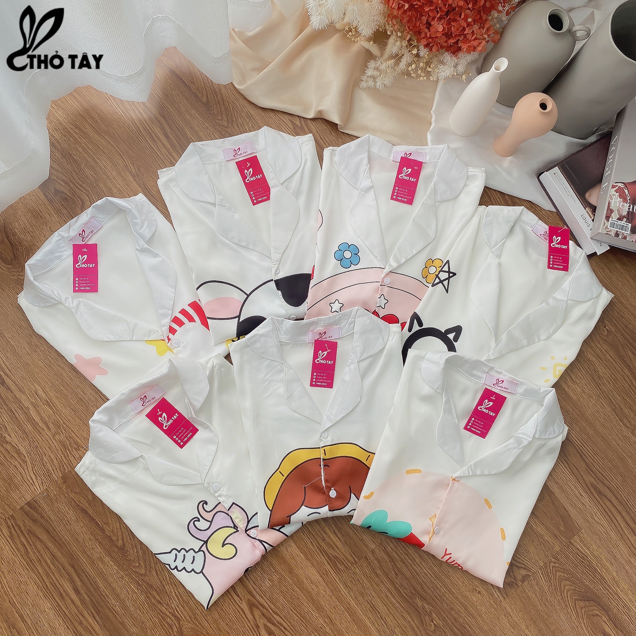 Đồ ngủ lụa pijama họa tiết hoạt hình - thỏ tây db259c168