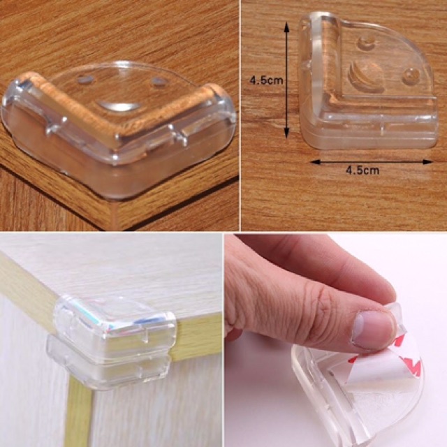 Set 4 Miếng Bịt Góc Bàn Bằng Silicon Hình Mặt Cười Bảo Đảm An Toàn Cho Trẻ