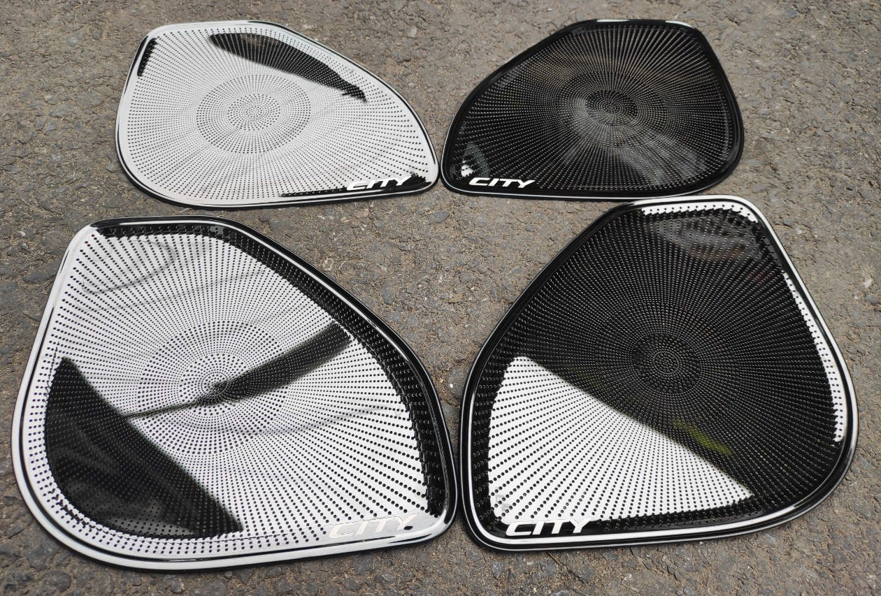 Bộ 4 ốp màng loa titan xe Honda City 2015 đến 2022 Mẫu TITAN+ Tặng Kèm Keo Mồi Tăng Dính