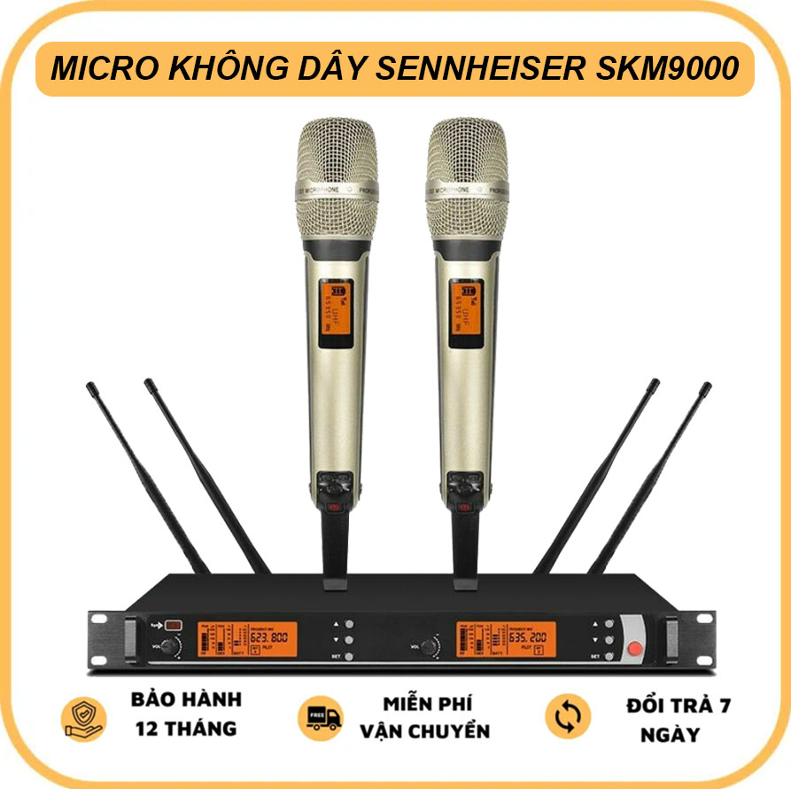 Micro Không Dây SENNHEISER SKM9000 Chuyên Nghiệp Chuyên Cho Karaoke Sân Khấu Hát Karaoke KTV Chống Hú Rít 4 Râu Sóng Khỏe Lọc Tạp Âm Tiếng Trầm Ấm Bảo Hành 1 Năm