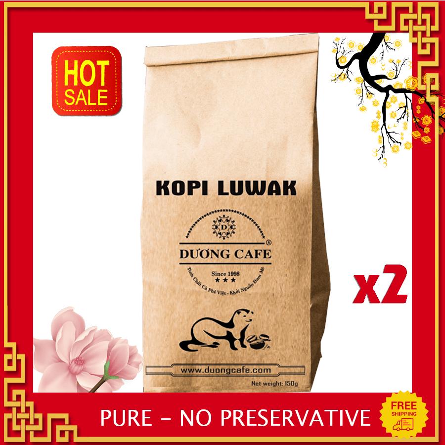 Cà phê kopi luwark cà phê chồn đặc sản, rang xay nguyên chất thượng hạng thơm ngon, đậm vị, hậu ngọt, hương trái cây - độc đáo, gói150g, duong cafe