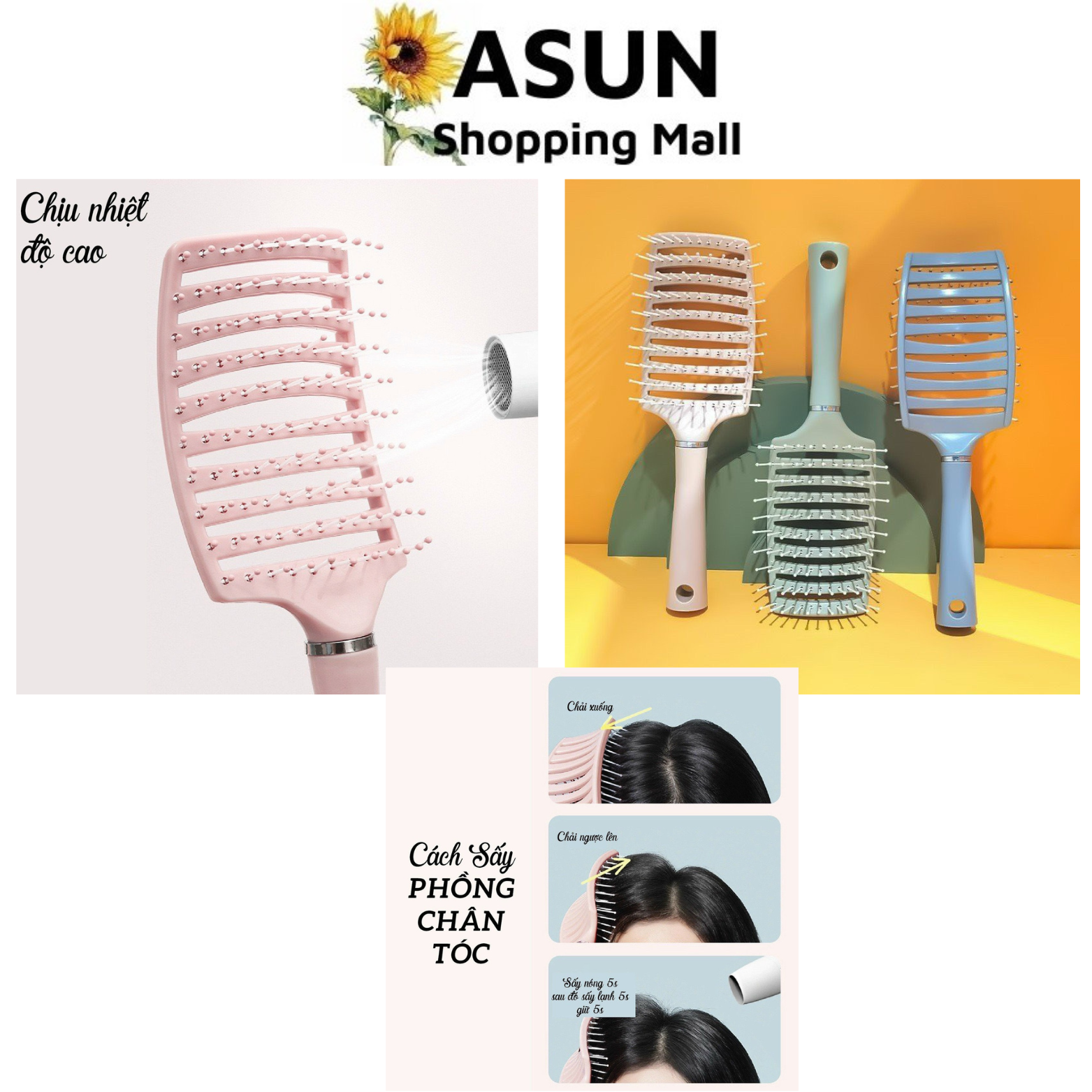 Lược cong ma trận chải tóc uốn, tạo lọn tóc, tạo kiểu tóc có đầu massage