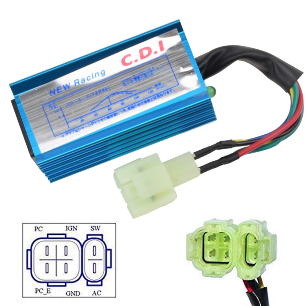 Blue 6 pin racing ac cdi gy6 round pin ignition box for 50cc 90cc 110cc 125cc 150cc 2 stroke engine moped scooter atv quad buggy