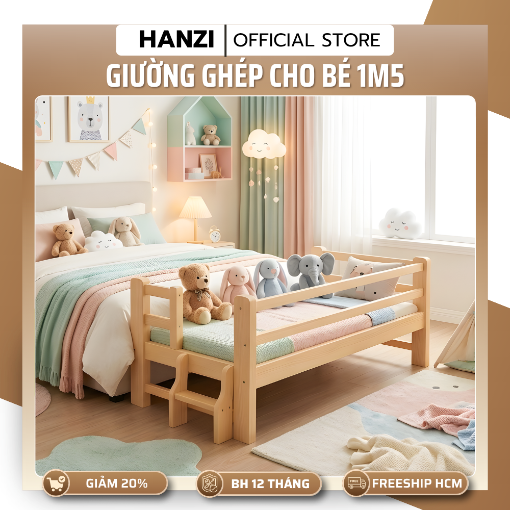 Giường Ghép Gỗ 1m5 Cho Bé Giường Ghép Gấp Gọn Chắc Chắn Dễ Lắp Ráp Tiện Dụng