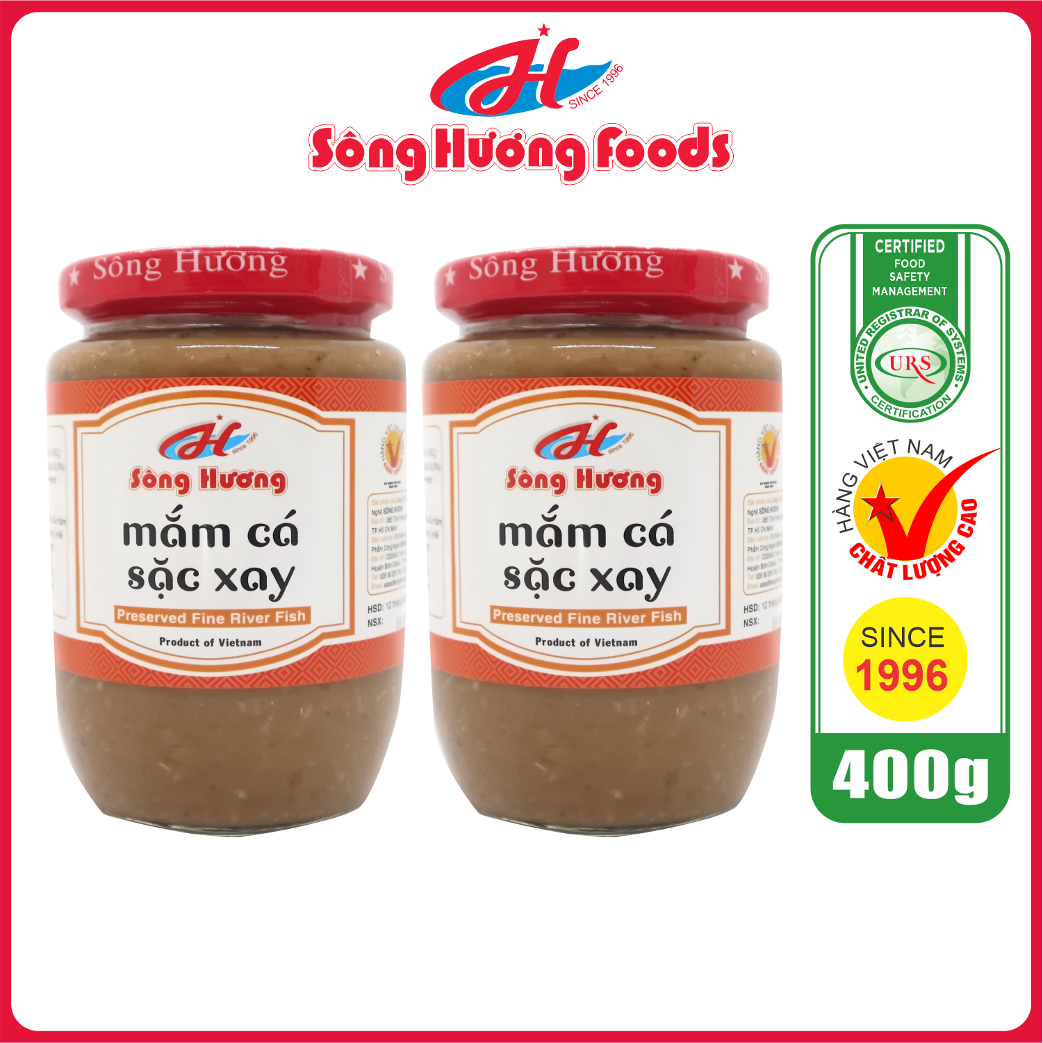 2 Hũ Mắm Cá Sặc Xay Sông Hương Foods Hũ 400g - Nấu lẩu mắm , Chưng trứng , mắm chưng, bún