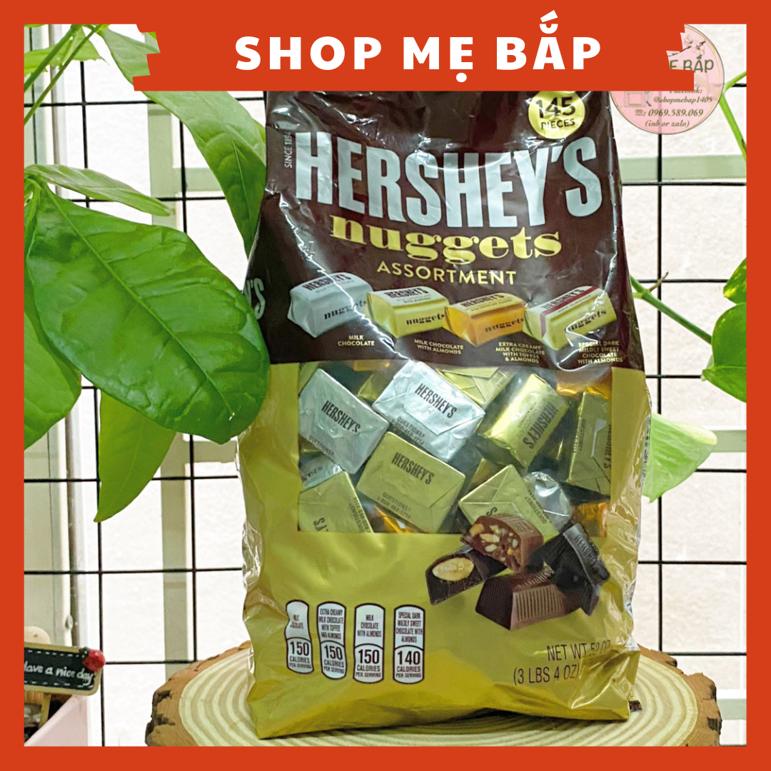 Kẹo socola hershey nuggets mỹ - gói nâu 1,47kg mix 4 vị siêu ngon - chocolate shop mẹ bắp