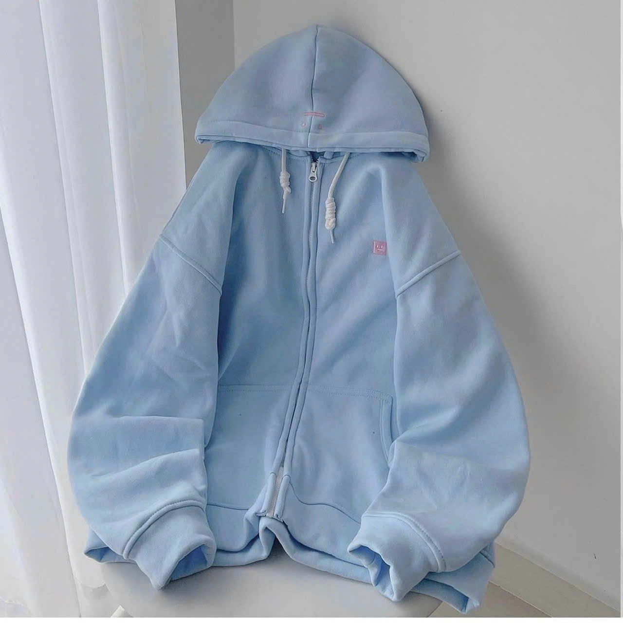 Áo khoác hoodie zip nỉ bông nam nữ form rộng thêu mặt cười có nón chống nắng cao cấp phong cách