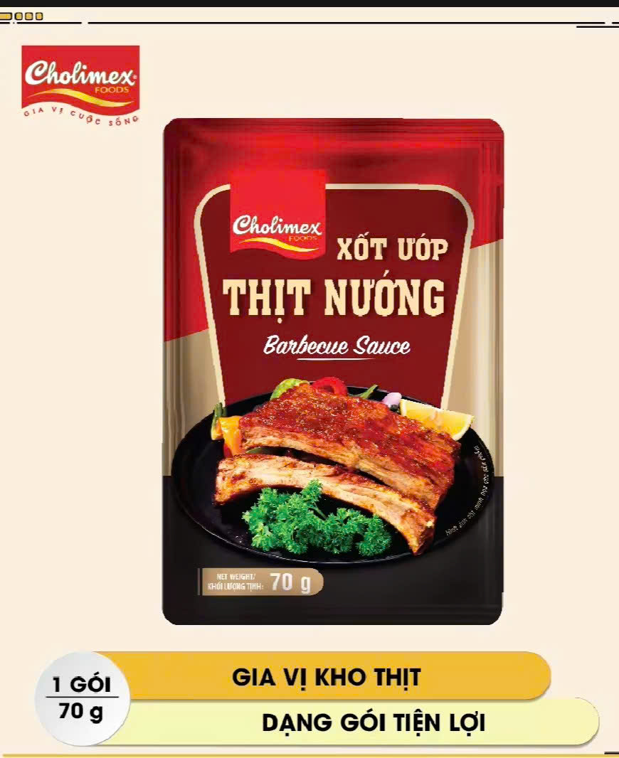 combo 2 bịch xốt ướp thịt nướng CHOLIMEX gói 70g Gia Vị Thơm Ngon Dễ Sử Dụng Cho Món Nướng Đa Dạng