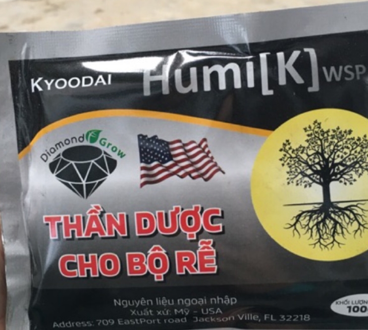 Phân bón sinh học, ra rễ hiệu Humi [K] 100 gam Tan 100%, Tăng hấp thụ phân bón - chống ức chế rễ - giải độc phèn