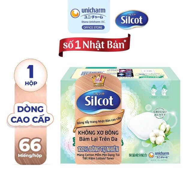 Hộp Bông trang điểm cao cấp Silcot Premium 66 miếng/hộp