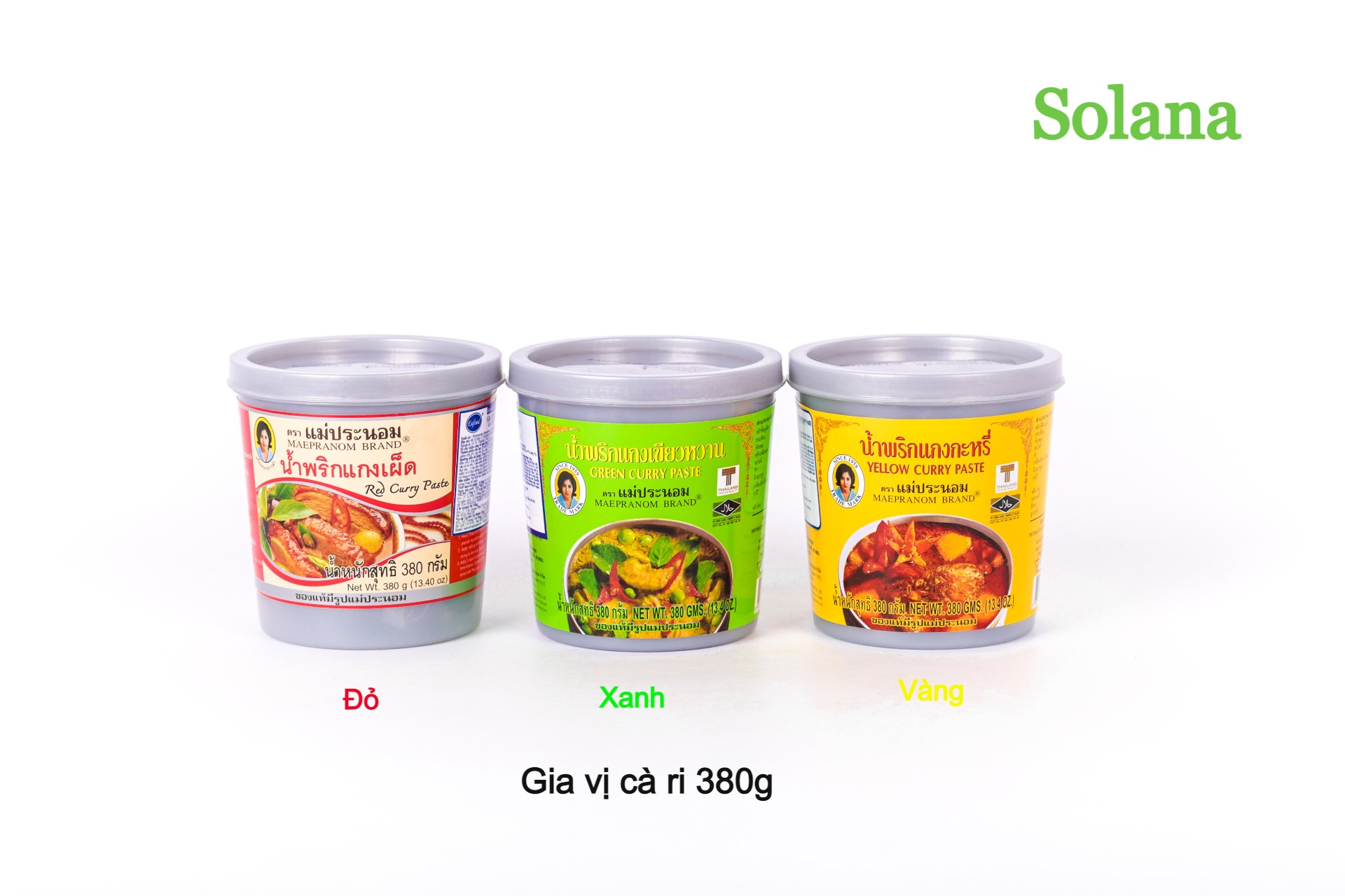 Gia vị cà ri Xanh/ Đỏ/ Vàng 380g nhãn hiệu Maepranom xuất xứ Thái Lan