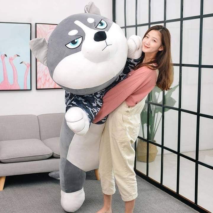Gấu bông husky-chó husky nhồi bông mặt ngáo siêu đẹp - qùa tặng gấu bông dễ thương size 1m3-1m5
