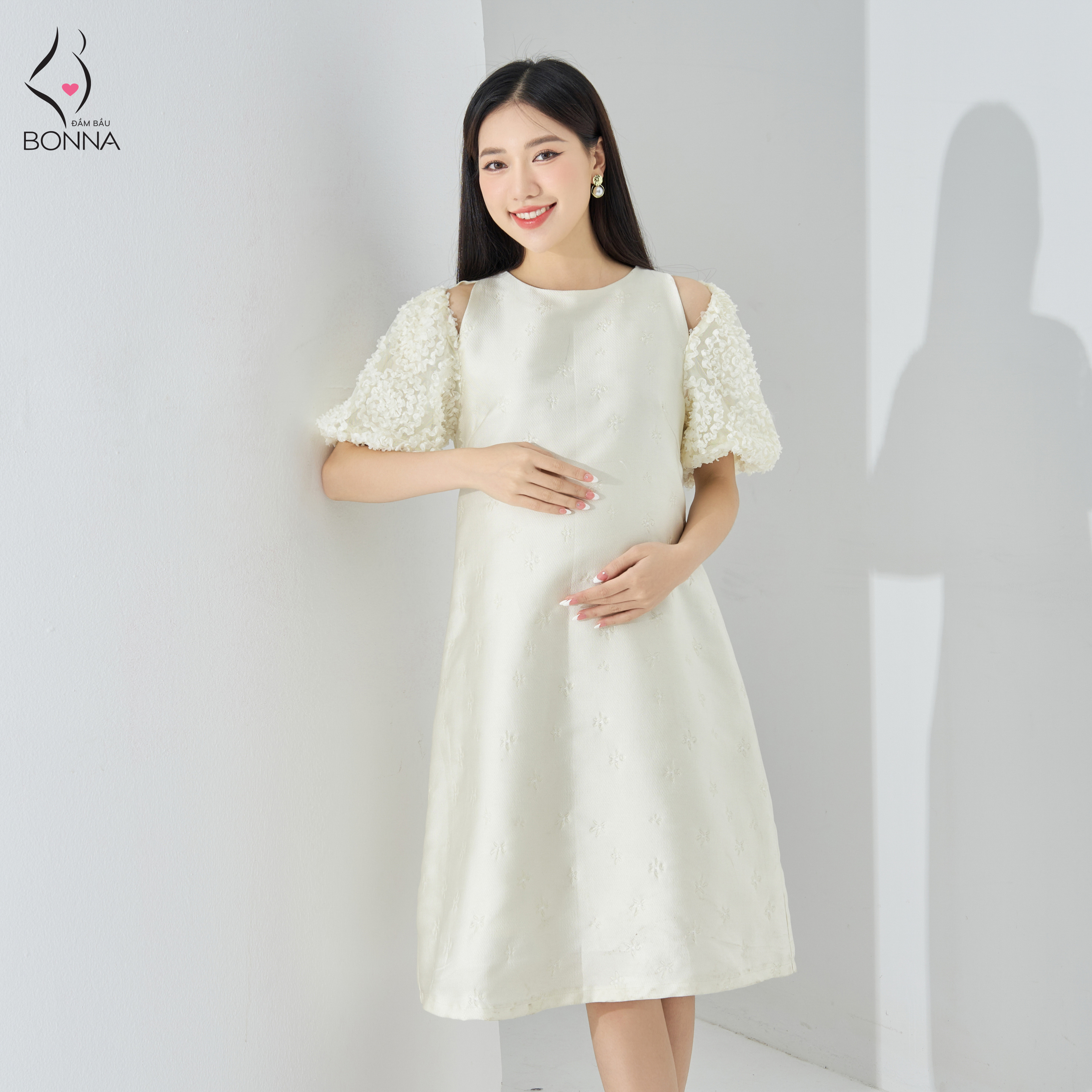 Váy bầu thiết kế BONNA chất liệu gấm mềm cao cấp, lót lụa mềm mại ...