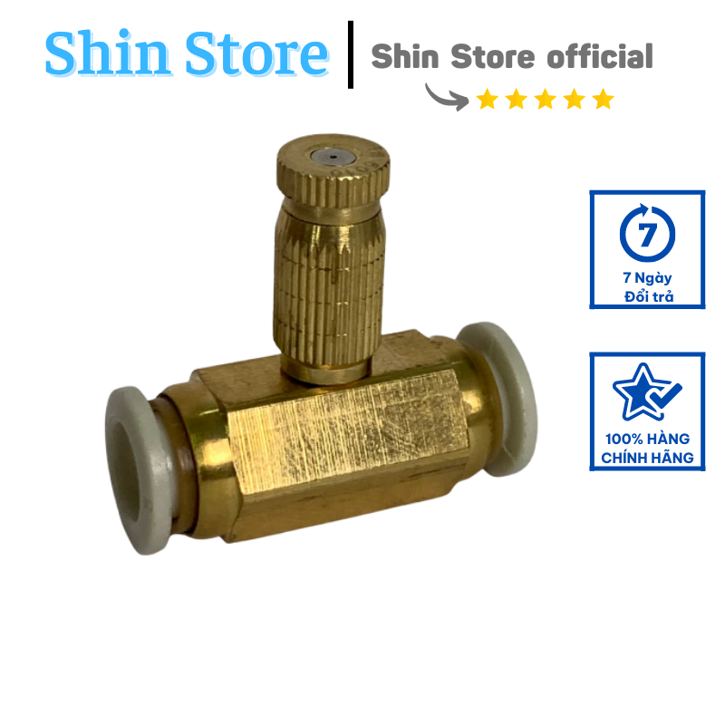 Nối béc giữa+béc phun sương lỗ 1-2-3-6-8 bằng đồng -shinstore