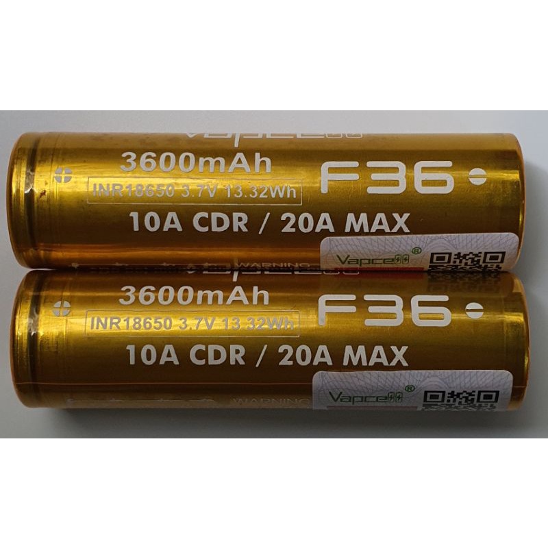 Pin vapcell f36 inr 18650 3600mah, 10a/20a