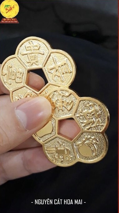 Đồng tiền hoa mai mạ vàng 24k