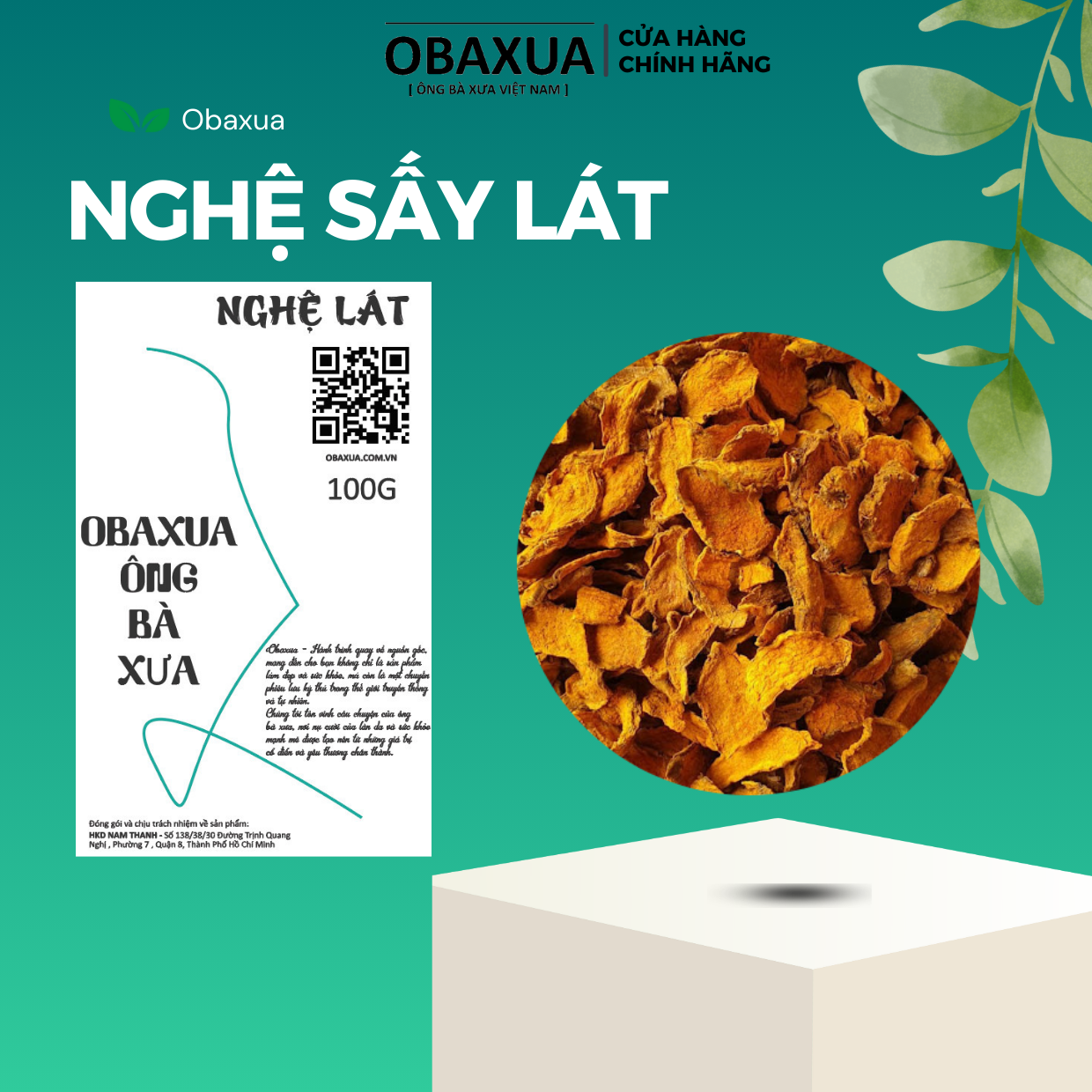 Củ nghệ vàng sắt lát sấy khô obaxua dùng làm gia vị 100gr