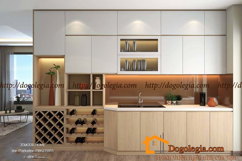 Nội thất phòng bếp - tủ bếp gỗ công nghiệp - mẫu tủ bếp gỗ công nghiệp phong cách hiện đại đẳng cấp lg-tb071