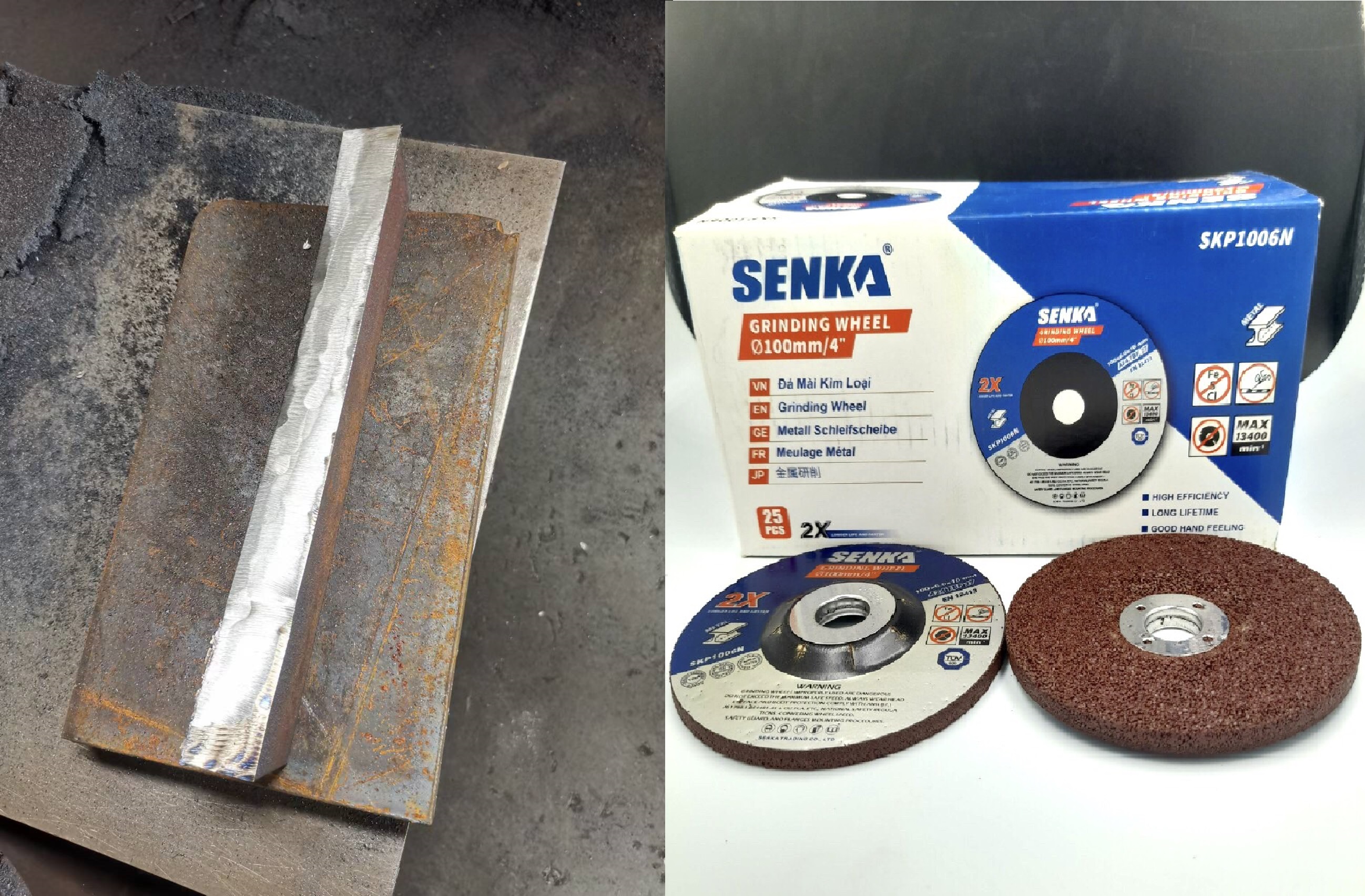 10 VIÊN ĐÁ MÀI SẮT THÉP INOX CÔNG NGHỆ ĐỨC HIỆU SENKA MÀU NÂU CHỌN D100 - 125mm