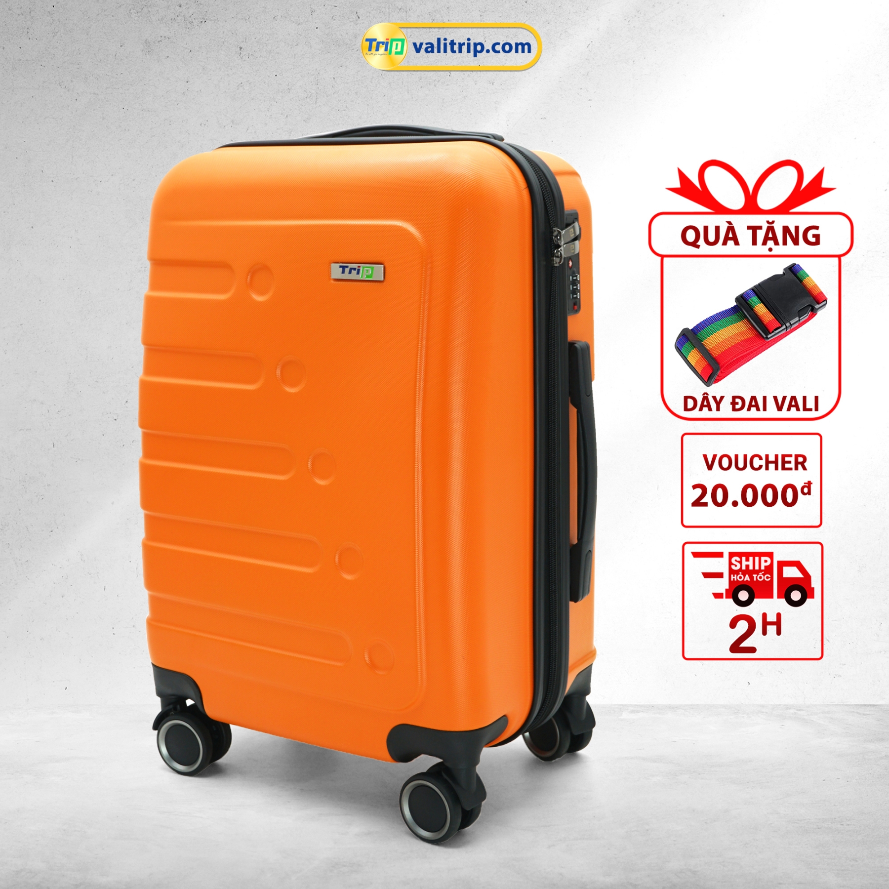 MIỄN PHÍ SHIP - TẶNG DÂY ĐAI - Vali nhựa TRIP P16 Size 20inch - Bảo hành 5 năm