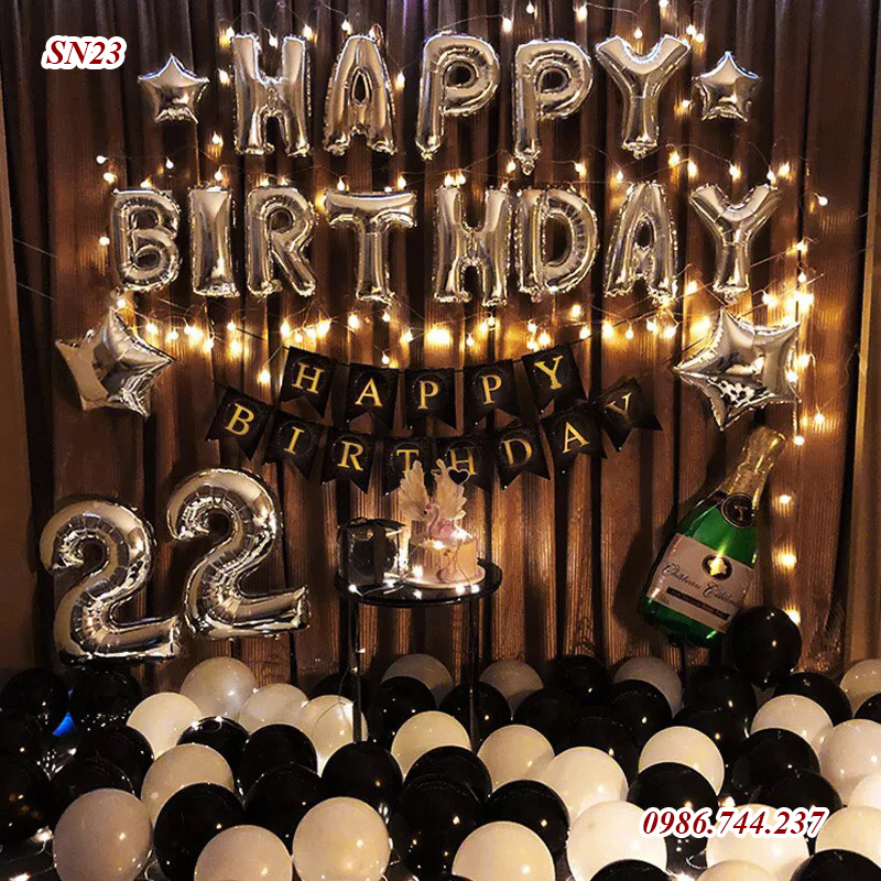 Set Bóng Sinh Nhật Happy Birthday Kèm Đèn Led Và Số Tuổi Nhiều Mẫu