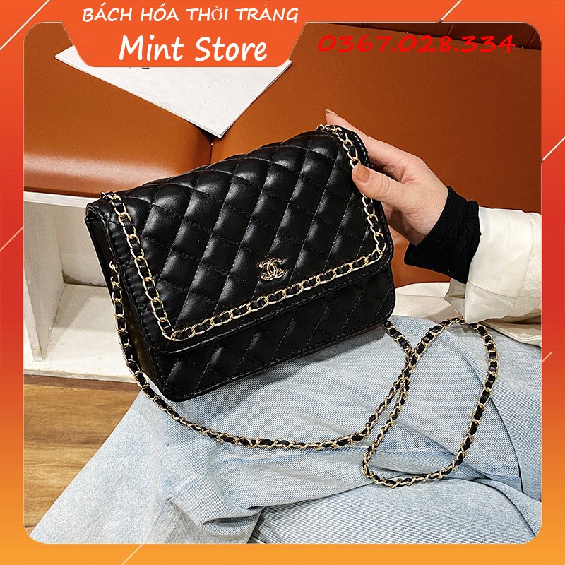 TÚI ĐEO CHÉO NỮ CN VIỀN XÍCH DÁNG VUÔNG SIZE 21 CM XINH XẮN CAO CẤP PK 151