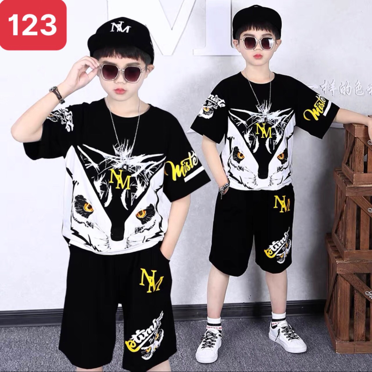Quần áo HipHop thể thao dành cho bé trai mã 123 cho bé 5-14 tuổi ( cân nặng từ 18-40kg)