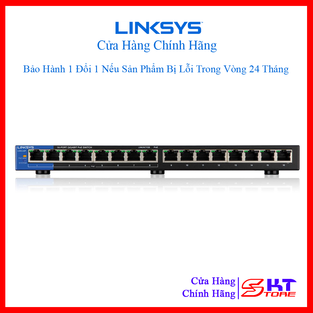 Bộ chia mạng switch 16 cổng linksys lgs116 tốc độ 10/100/1000mbps - hàng chính hãng
