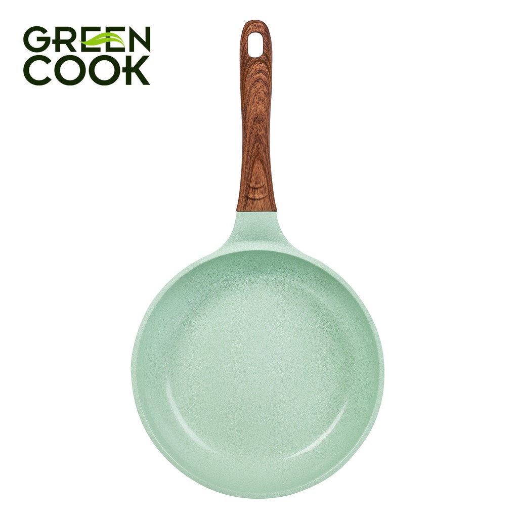 Chảo chống dính đáy từ đúc men đá ceramic xanh ngọc Green Cook GCP06 size 20-24-26-28 cm công nghệ Hàn Quốc0