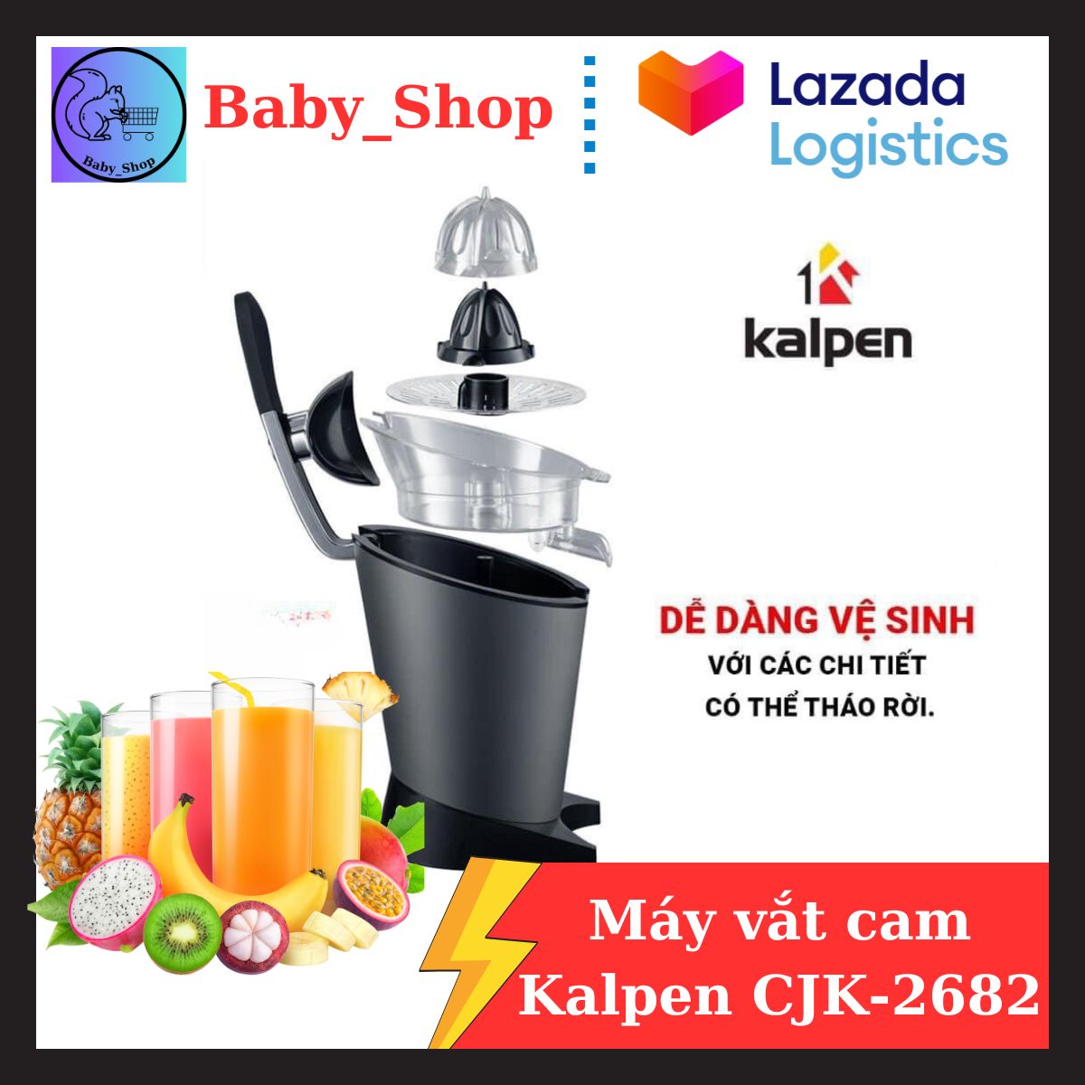 Máy vắt cam tự động, máy vắt cam kalpen cjk-2682 công suất 800w chuẩn đức bảo hành 24 tháng