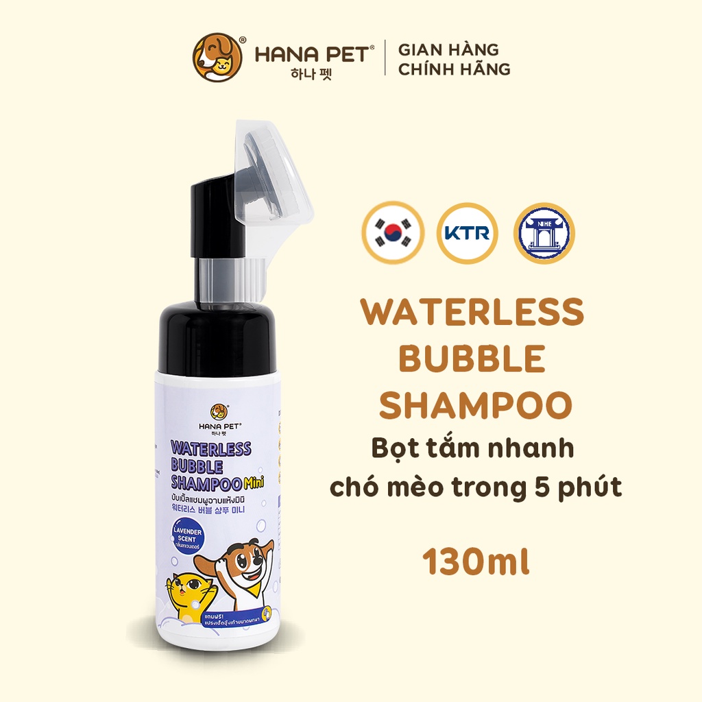 [HOÀN TIỀN 10%][CHÍNH HÃNG] Bọt tắm khô dưỡng lông thú cưng hương oải hương 130ml an toàn cho chó, mèo- Hana Pet