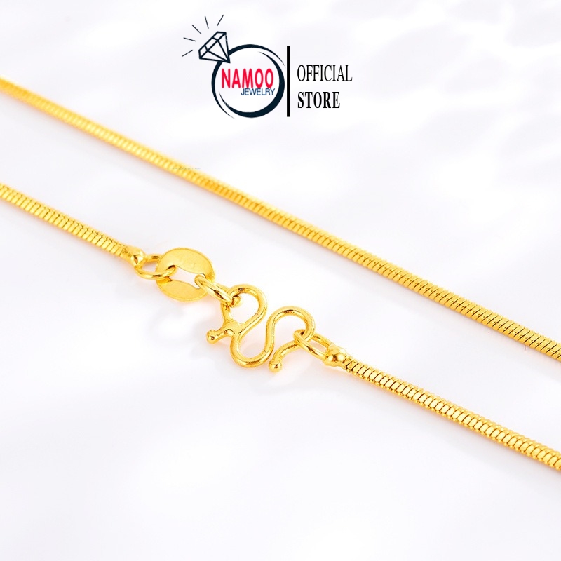 Dây chuyền trơn mạ vàng, dây mì trơn bản nhỏ v002, namoo jewelry